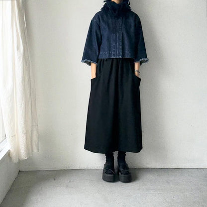 homspun ラムフリンジネックウォーマー　ネイビー