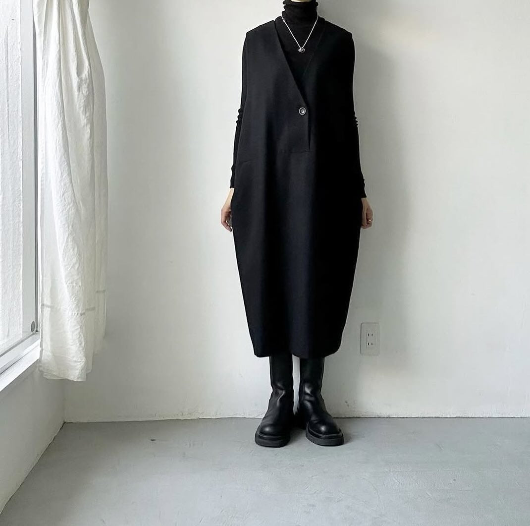 atelier naruse コットンウールヘリンボンジャンパースカート