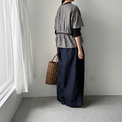 MAGALI  トリプルウォッシュリネンカシュクールジレ　フォグブラック