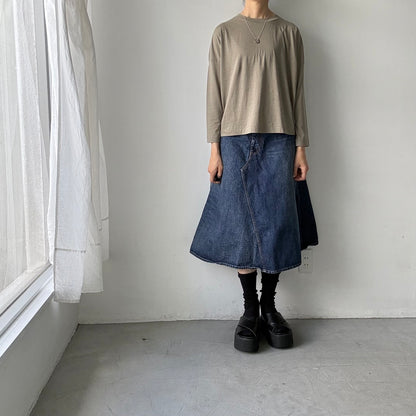 R&D.M.Co  ドロップキャンディボタンロングスリーブTシャツ　カーキ