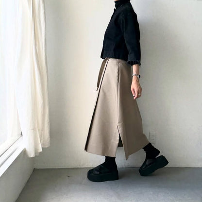 TENNE HANDCRAFTED MODERN ラップスカート　カーキ
