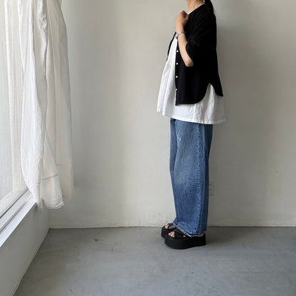 homspun  ワッフルノースリーブプルオーバー　ホワイト×ホワイト
