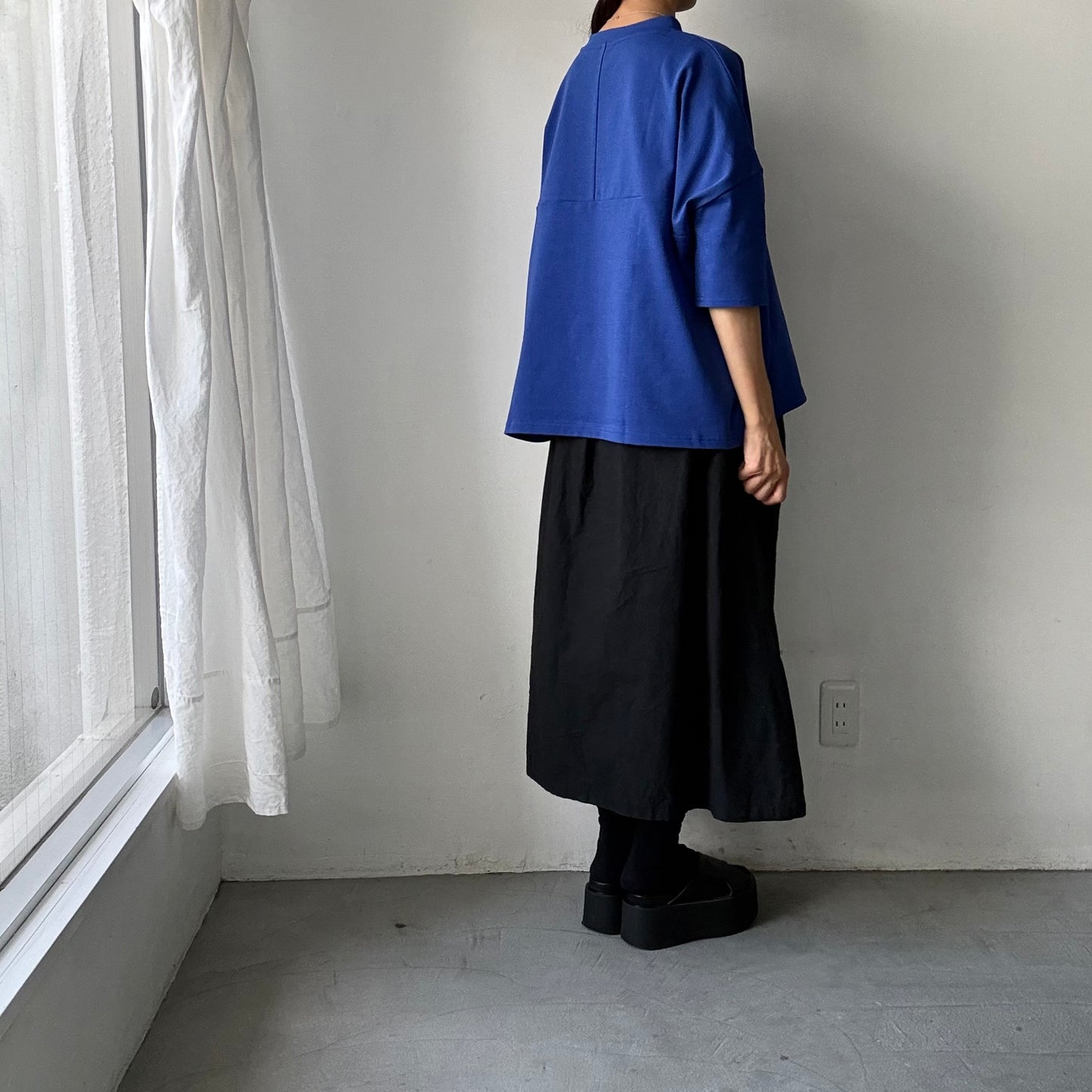 🟡水曜日入荷分予約受付中🟡 Linenya  テラヴェ7分袖Tシャツ　ブルー