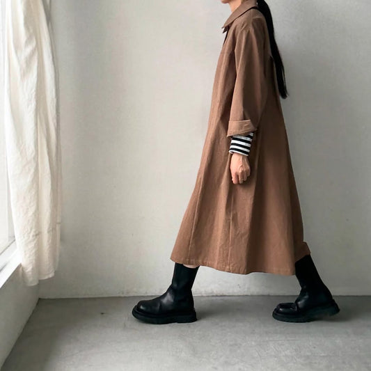 atelier d'antan Girardコットンコートワンピース　カーキ