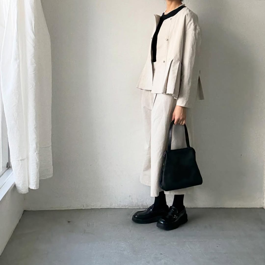 MAGALI ハイカウントコットンリネンコクーンパンツ　オートミール