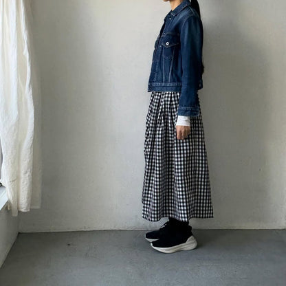 ayanoguchiaya　ギンガムチェックタックワイドスカート(blanc別注)