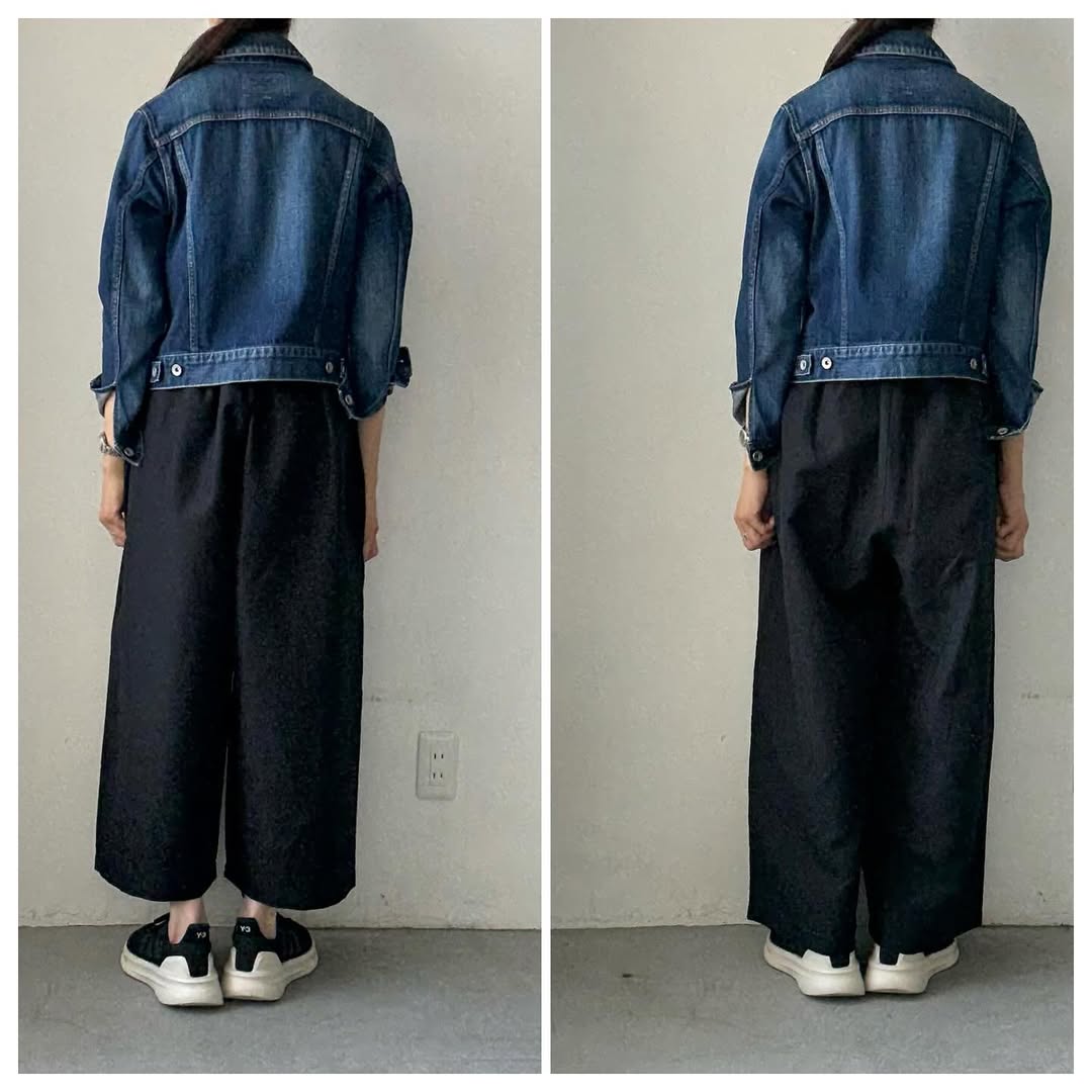 homspun ウールリネンギャザーワイドパンツ　ブラック