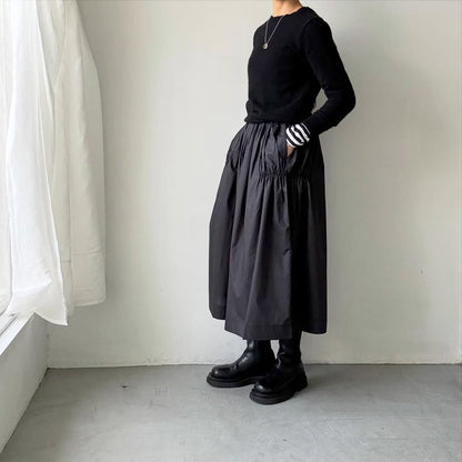 cion  コットンシャーリングギャザースカート　ブラック