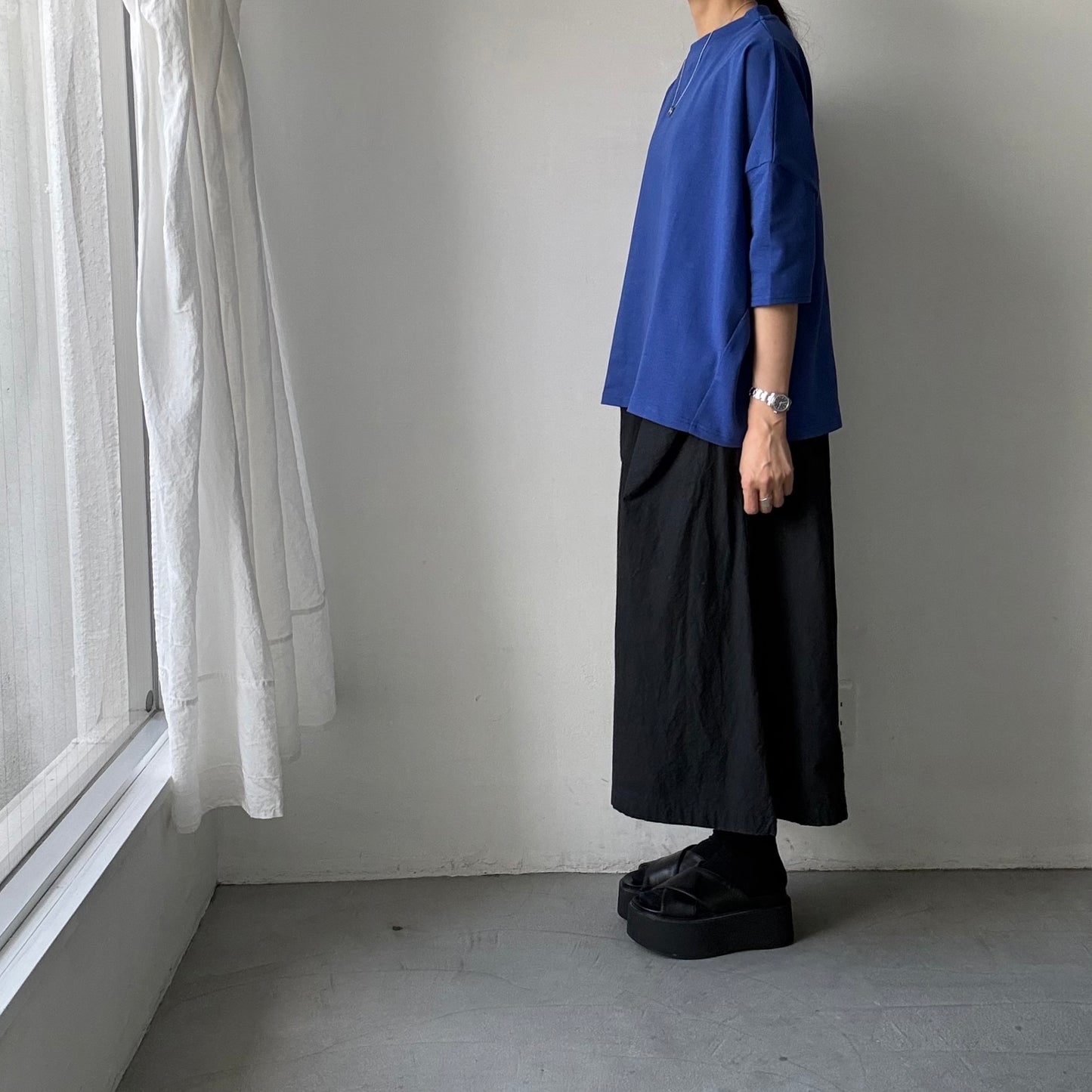 🟡水曜日入荷分予約受付中🟡 Linenya  テラヴェ7分袖Tシャツ　ブルー