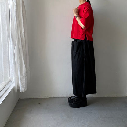 atelier naruse  コットン5分袖カットソー　レッド