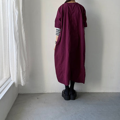 R&D.M.Co  シュリンクコットンガーメントダイバギードレス　プラム