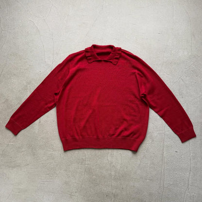 cion  ウールフリルカラーポロニット　レッド