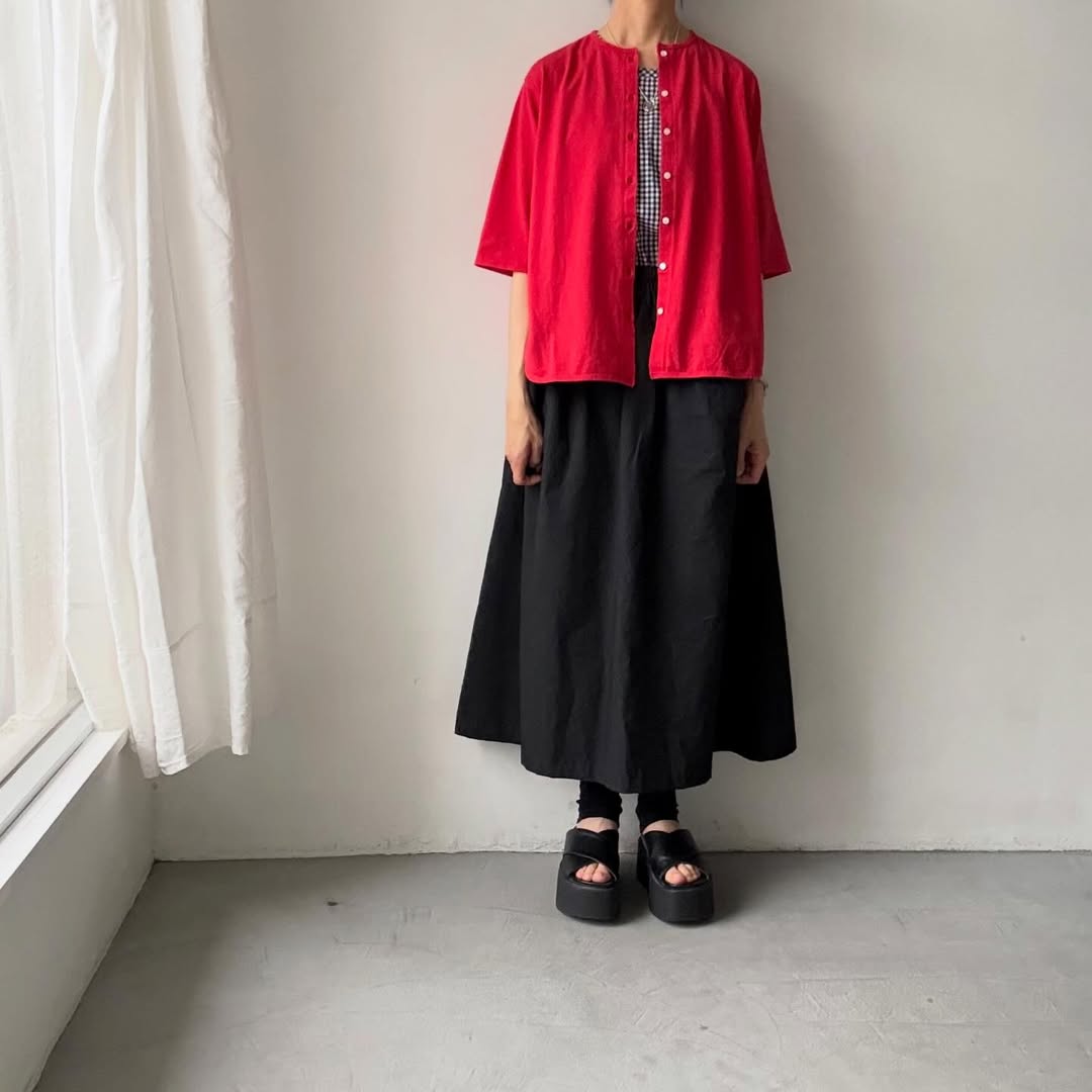 homspun  天竺5分袖カーディガン
レッド