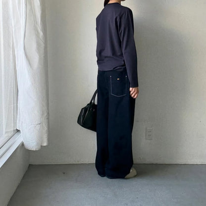 OLDMANS TAILOR OMTラバープリント長袖Tシャツ　ネイビー