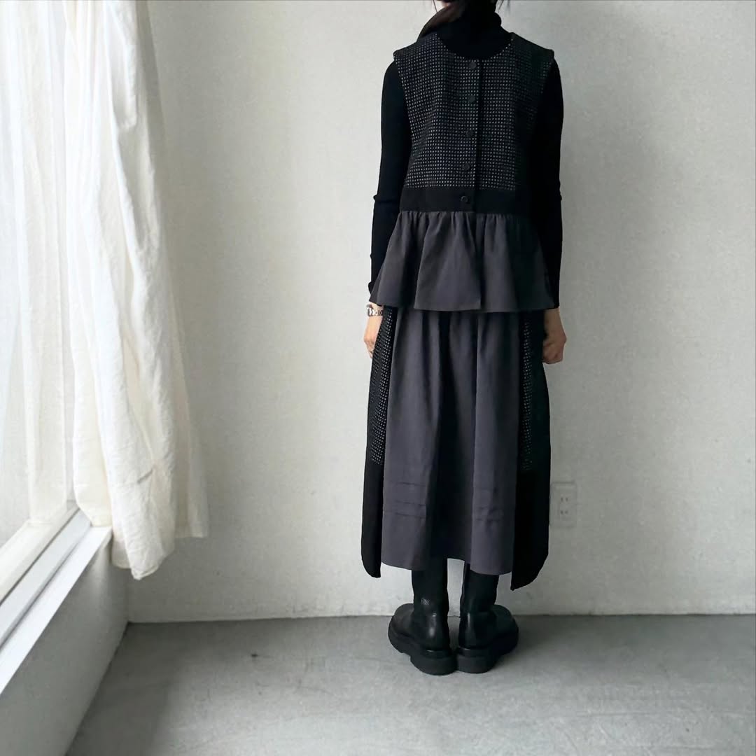 MAGALI  ピンドットツイードヴィンテージジレ