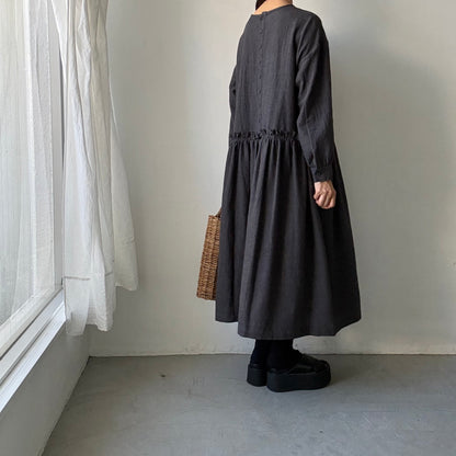 atelier naruse  ウールコットン千鳥チェックカットオフワンピース
