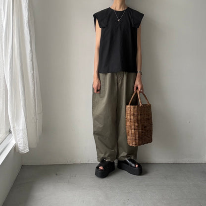 homspun  パルキーシーチングノースリーブブラウス　ブラック