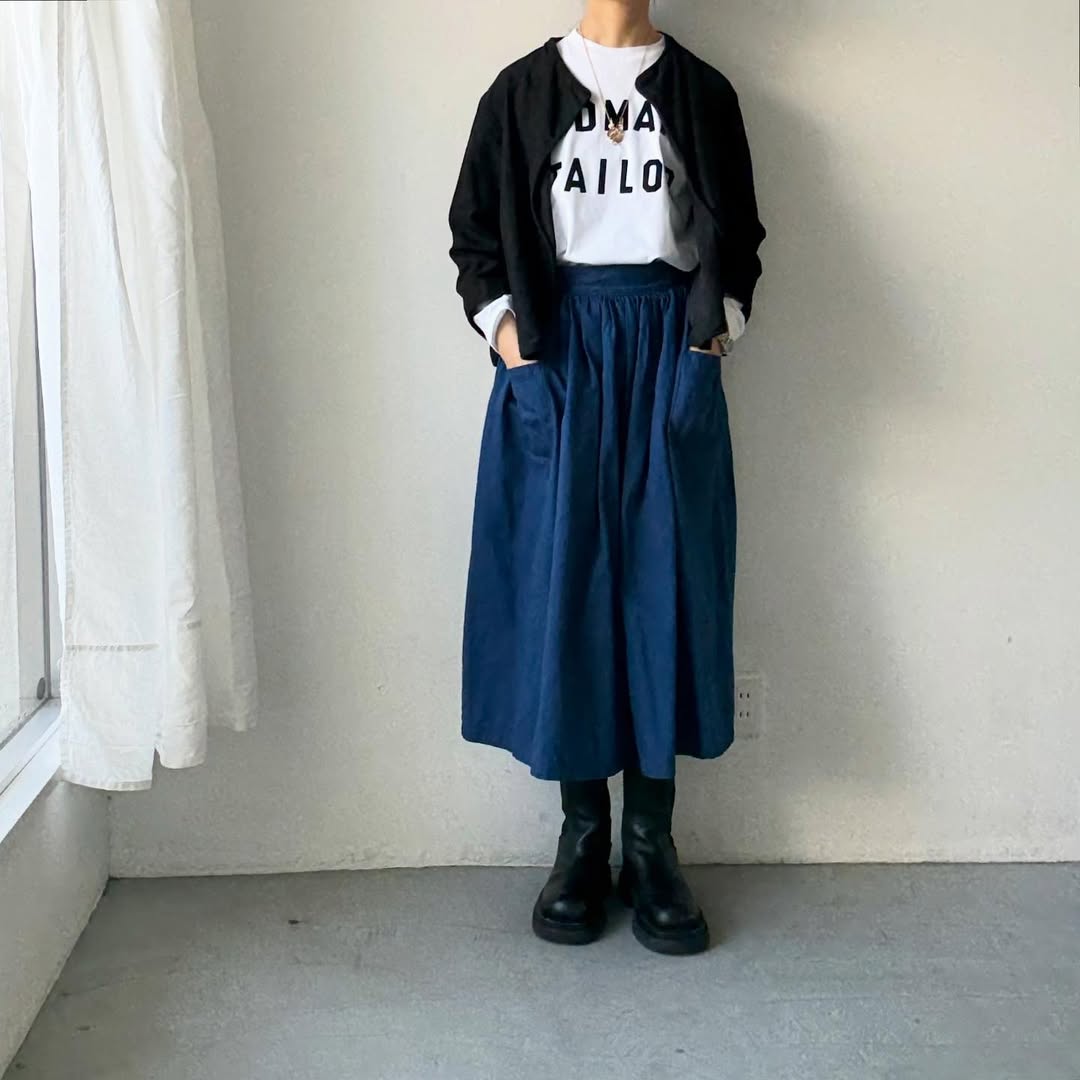 OLDMANS TAILOR OMTフロッキープリントロゴ長袖Tシャツ　ホワイト×ブラック