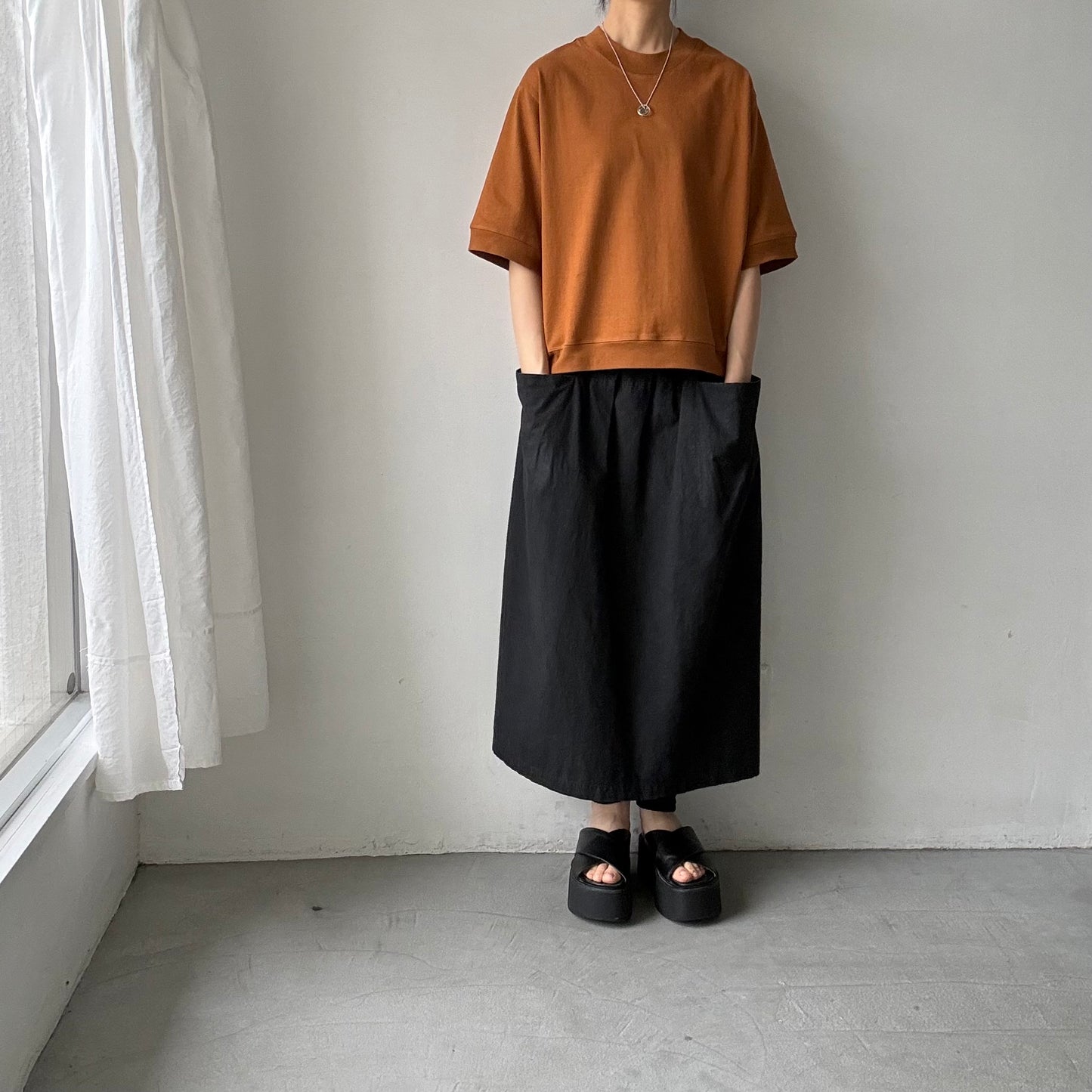 atelier d'antan  Bordet コットンジャージー５分袖プルオーバー　コニャック
