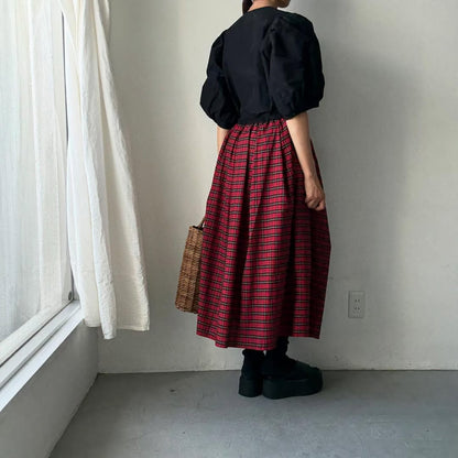 R&D.M.Co  コットンポリエステルタフタビッグバルーンスリーブブラウス
