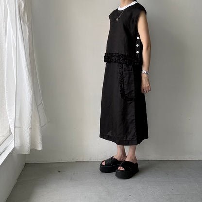 R&D.M.Co  リネンガーメントダイフリルデコレーションスカート