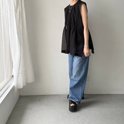 TENNE HANDCRAFTED MODERN オーガンジー2wayショートドレス　ブラック