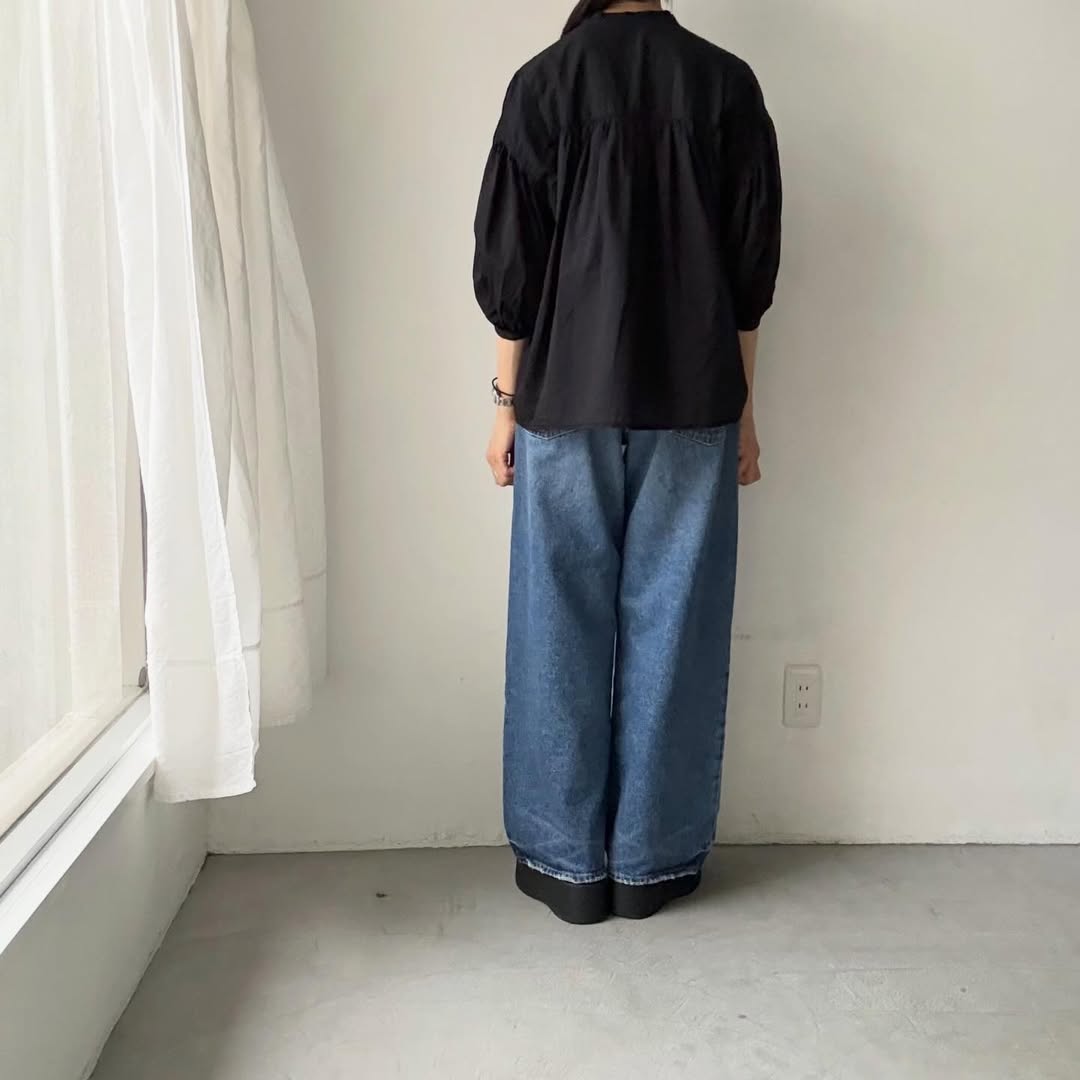 homspun  無地パフスリーブブラウス