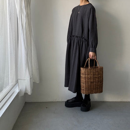 atelier naruse  ウールコットン千鳥チェックカットオフワンピース