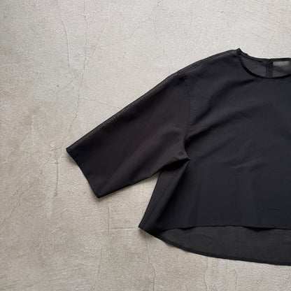 TENNE HANDCRAFTED MODERN 7分袖クルーネックオーガンジープルオーバー