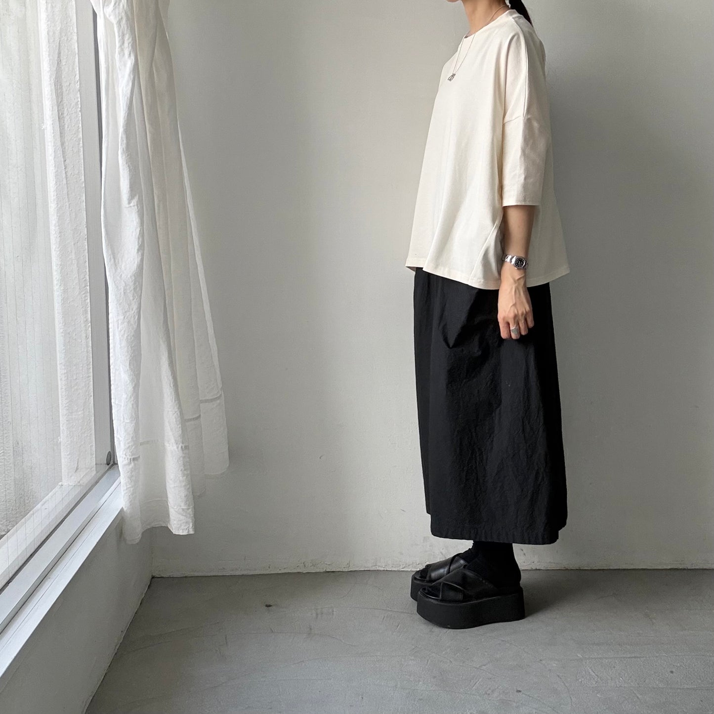 🟡水曜日入荷分予約受付中🟡 Linenya  テラヴェ7分袖Tシャツ　アイボリー
