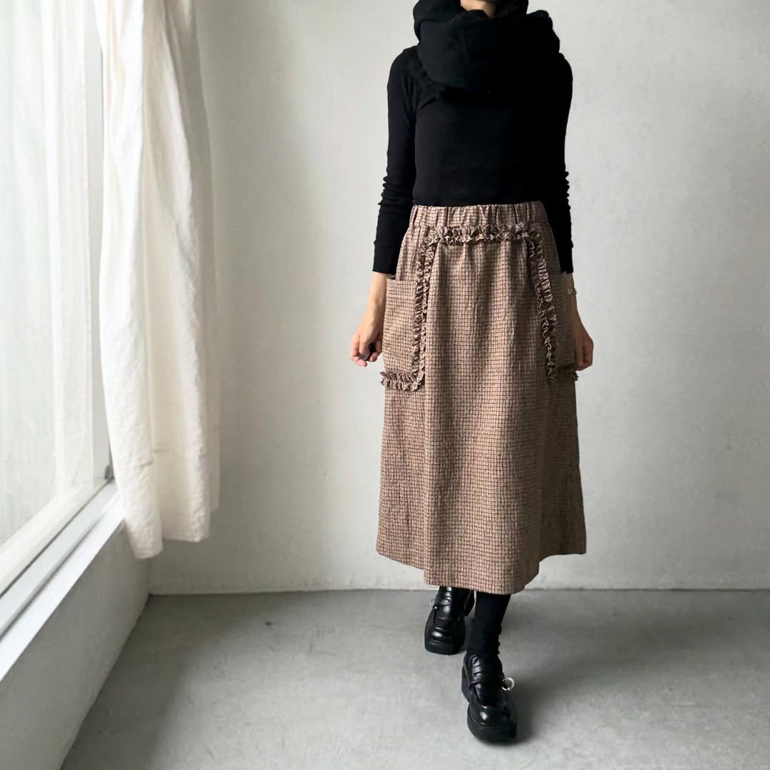 R&D.M.Co  コットンウールフリルデコレーションスカート　チェック