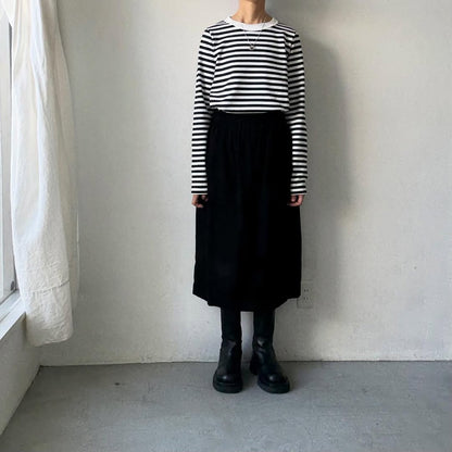 R&D.M.Co 裏起毛ボーダークルーネック長袖Tシャツ　ホワイト×ブラック