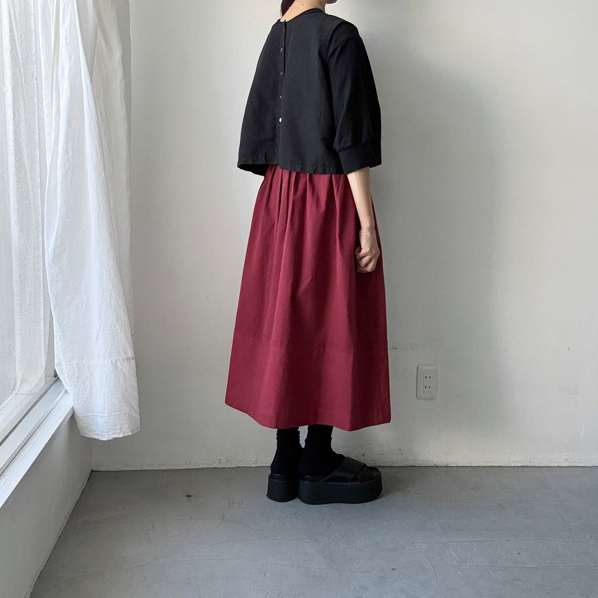 MAGALI オールドコットンラップ風スカート　レッド