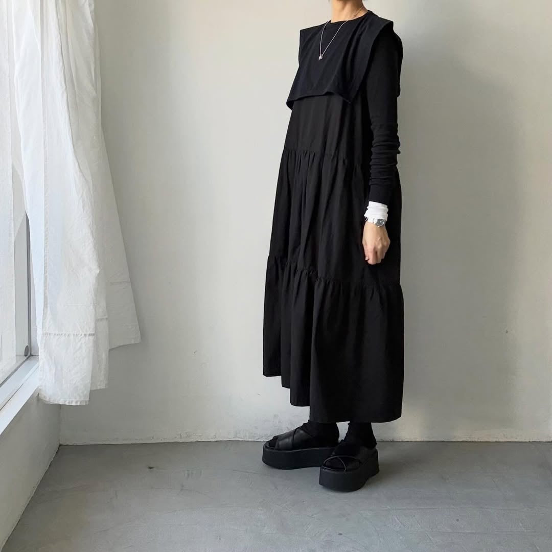 homspun  天竺スクエア付け襟　ブラック