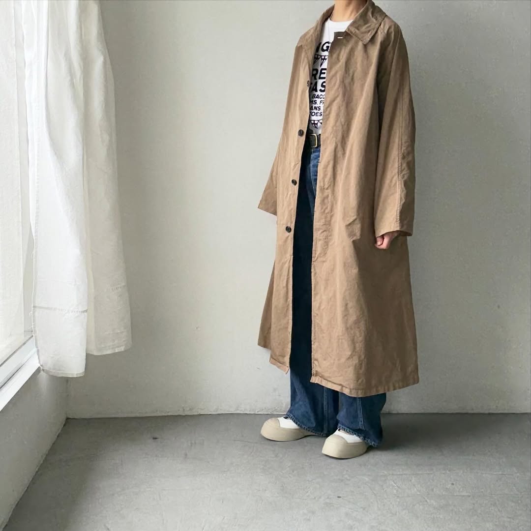 R&D.M.Co ガーメントダイステンカラーコート　ベージュ