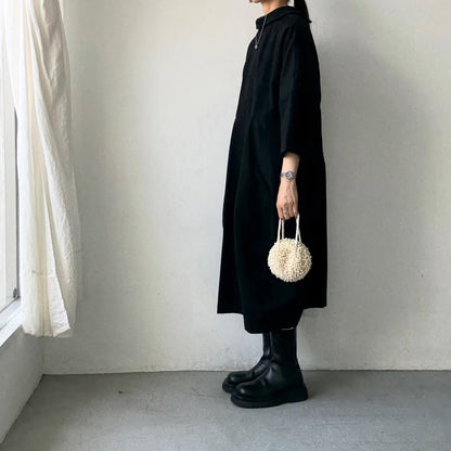ayanoguchiaya　ダブルフロントコートワンピース　ブラック