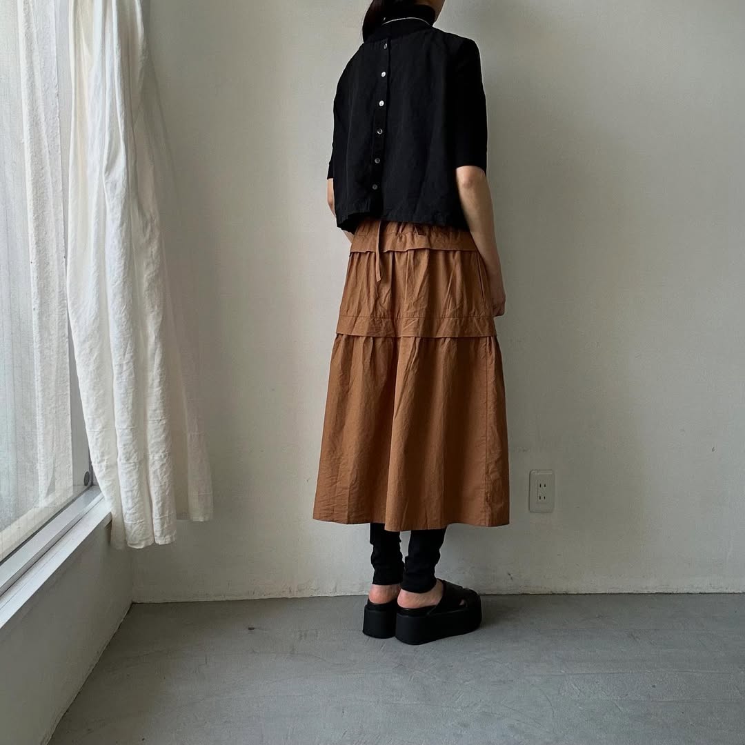 homspun コットンミニチェックティアードスカート
