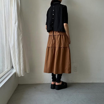 homspun コットンミニチェックティアードスカート