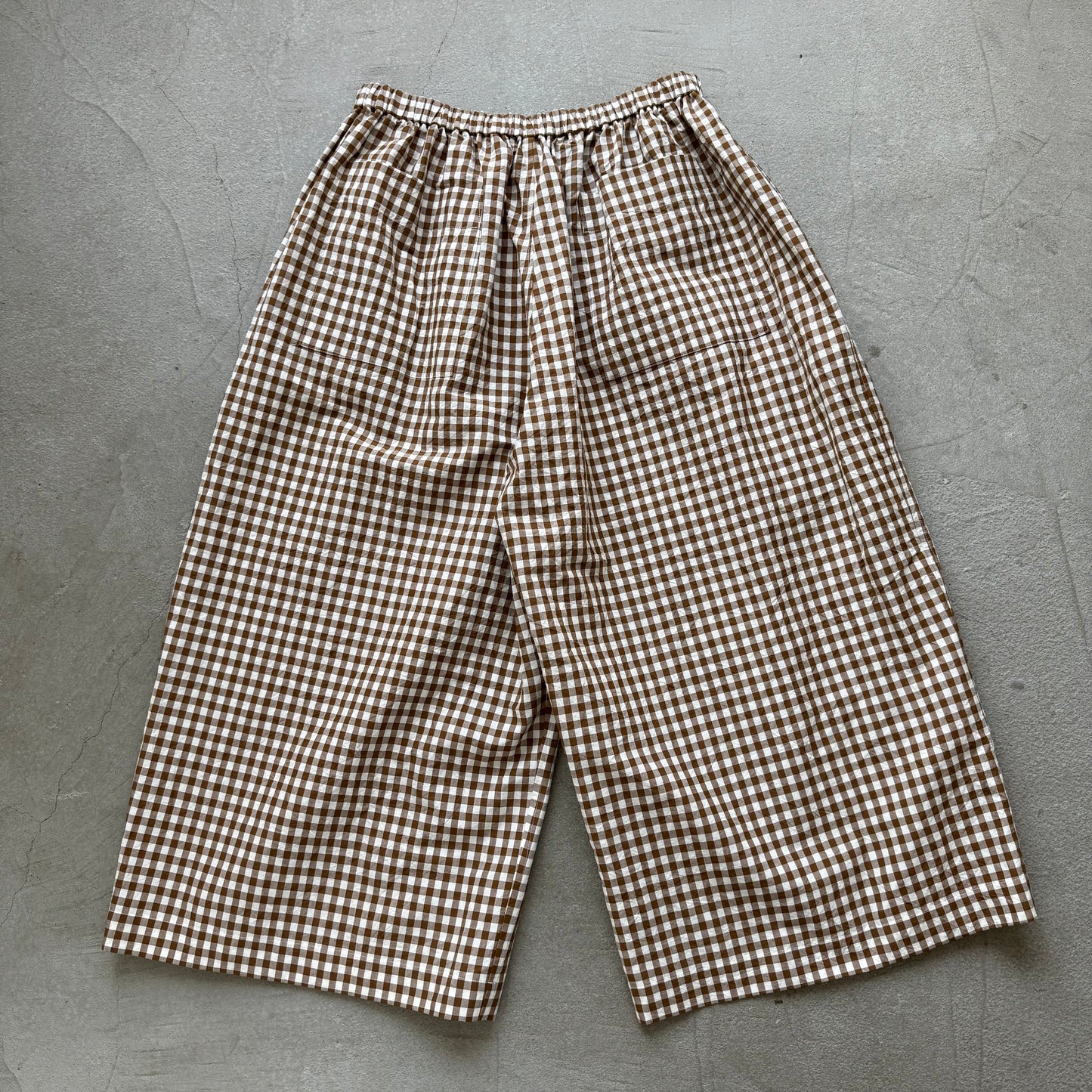 R&D.M.Co 　ギンガムチェックワイドゴムパンツ　ブラウン