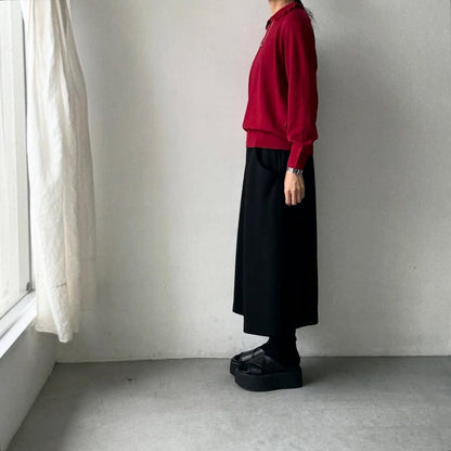 cion  ウールフリルカラーポロニット　レッド