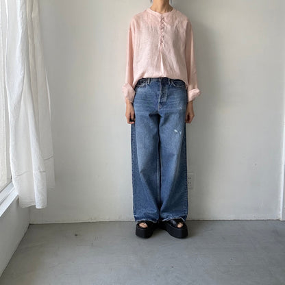 atelier naruse  リネンスモックブラウス　ペールピンク
