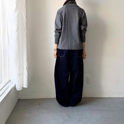 homspun ソフトコットンジップアップカーディガン　チャコールグレー