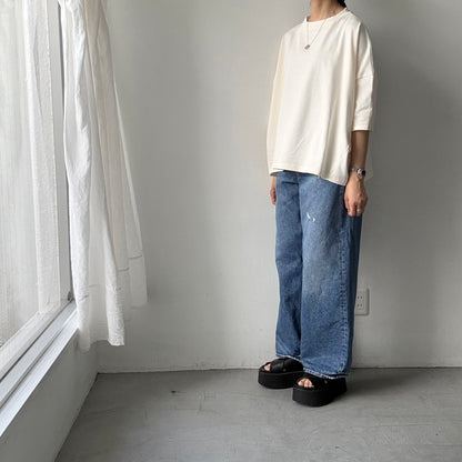 🟡水曜日入荷分予約受付中🟡 Linenya  テラヴェ7分袖Tシャツ　アイボリー