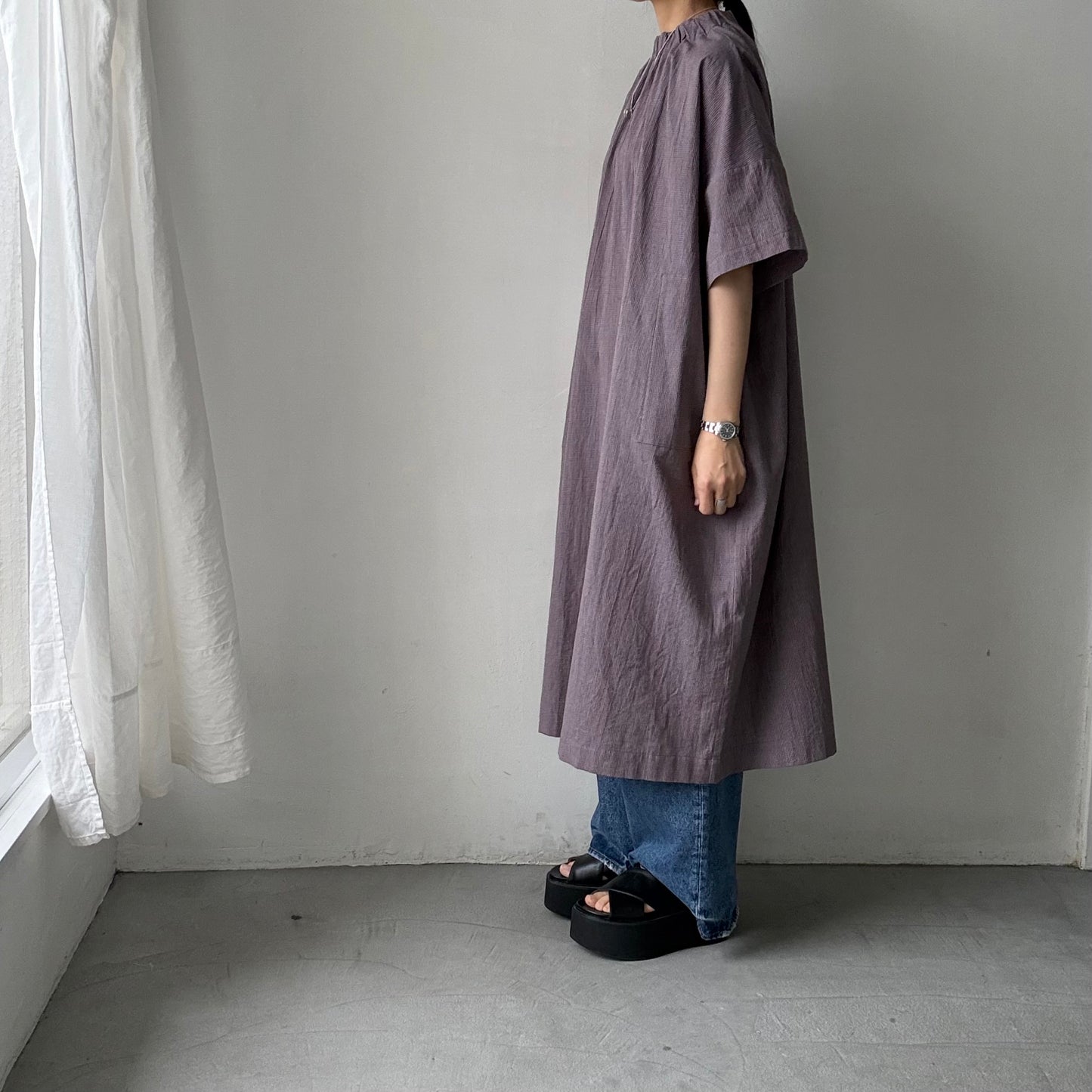 atelier d'antan Krallコットンリネンドレス