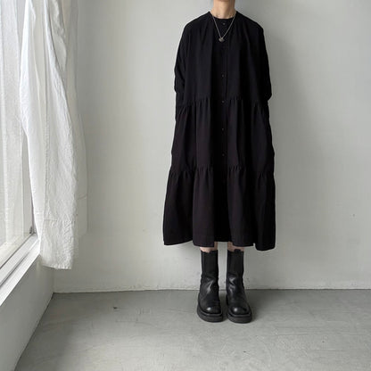 jujudhau デッドストックコットンティアードドレス　ブラック