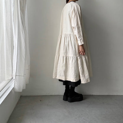 jujudhau デッドストックコットンティアードドレス　ナチュラル(ネップ)