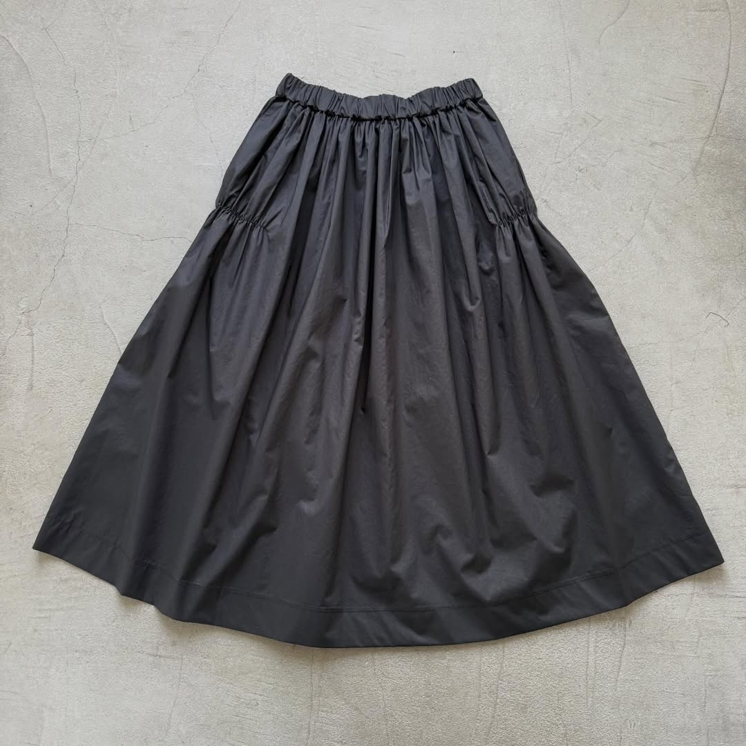 cion  コットンシャーリングギャザースカート　ブラック