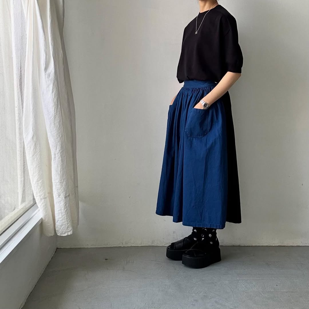 as it is.コットン半袖ニットプルオーバー　ブラック