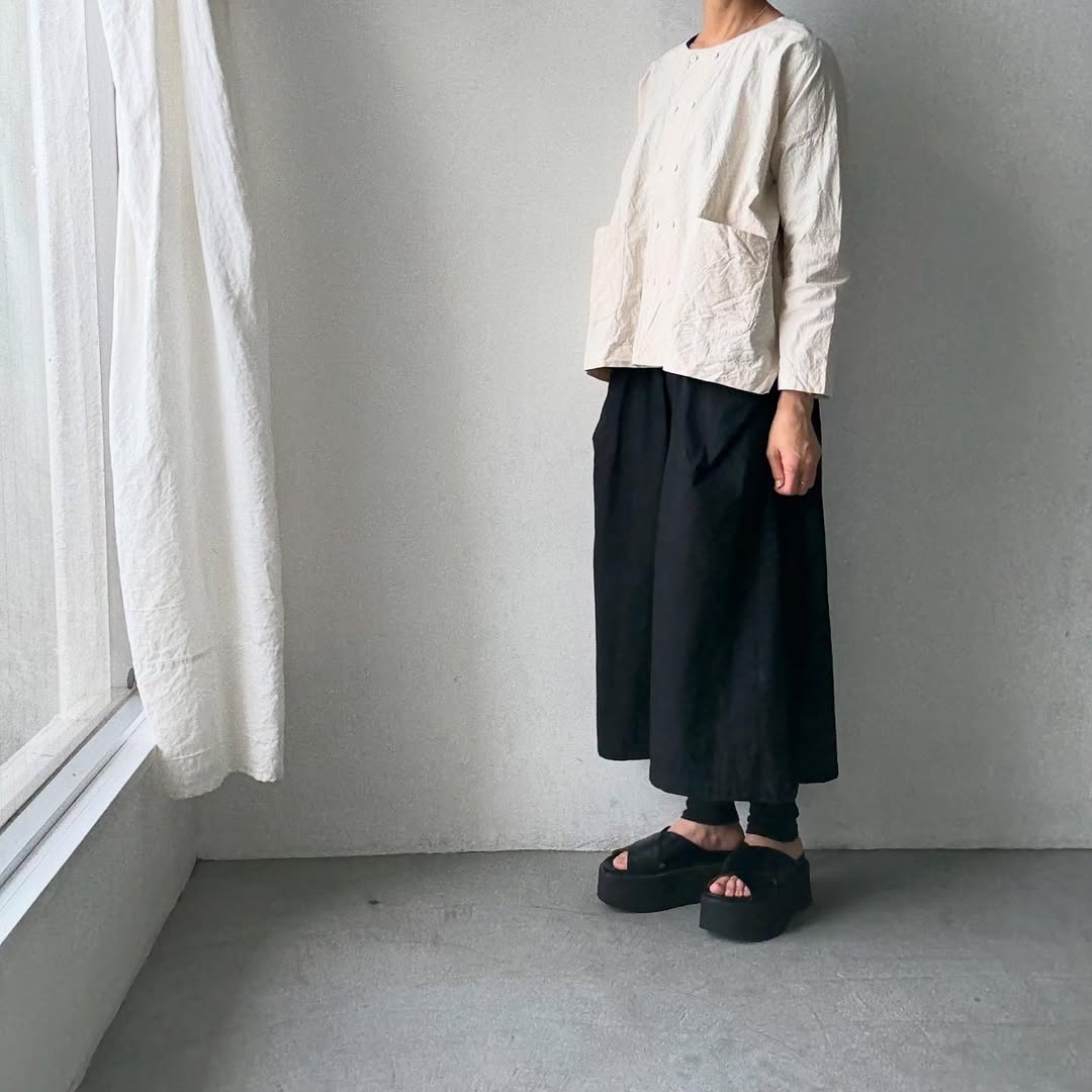 jujudhau コットンダブルボタンシャツ