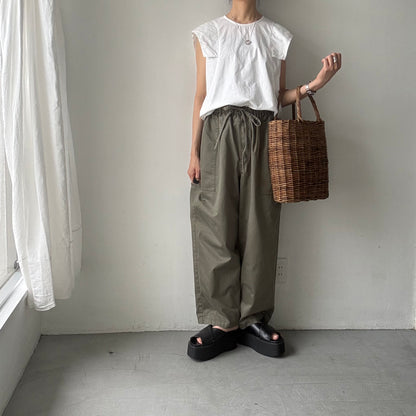 homspun  パルキーシーチングノースリーブブラウス　ホワイト